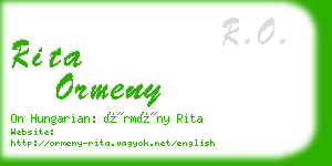 rita ormeny business card